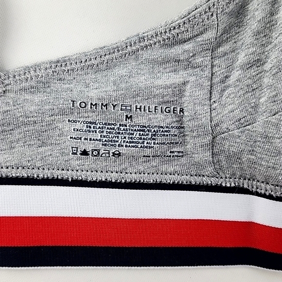 ⭐️2/ $30⭐️ Tommy Hilfiger Women's Bralette Wireless Heathered Grey Stripes Sz M - Picture 11 of 11
